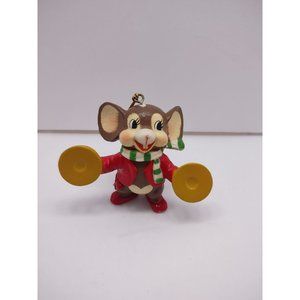 Vintage Mouse Christmas Ornament Painted Musical Instrument & Singing